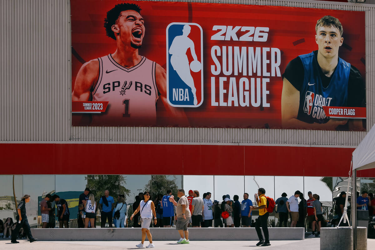 Fans wait to enter before NBA Summer League on Friday, July 11, 2025 at UNLV’s Thomas an ...