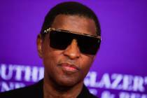 Babyface walks the red carpet at the Power of Love gala at the MGM Grand Garden Arena Saturday, ...