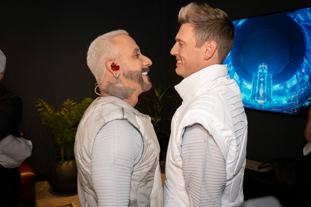 AJ McLean and Nick Carter of the Backstreet Boys are shown backstage at Sphere during opening w ...