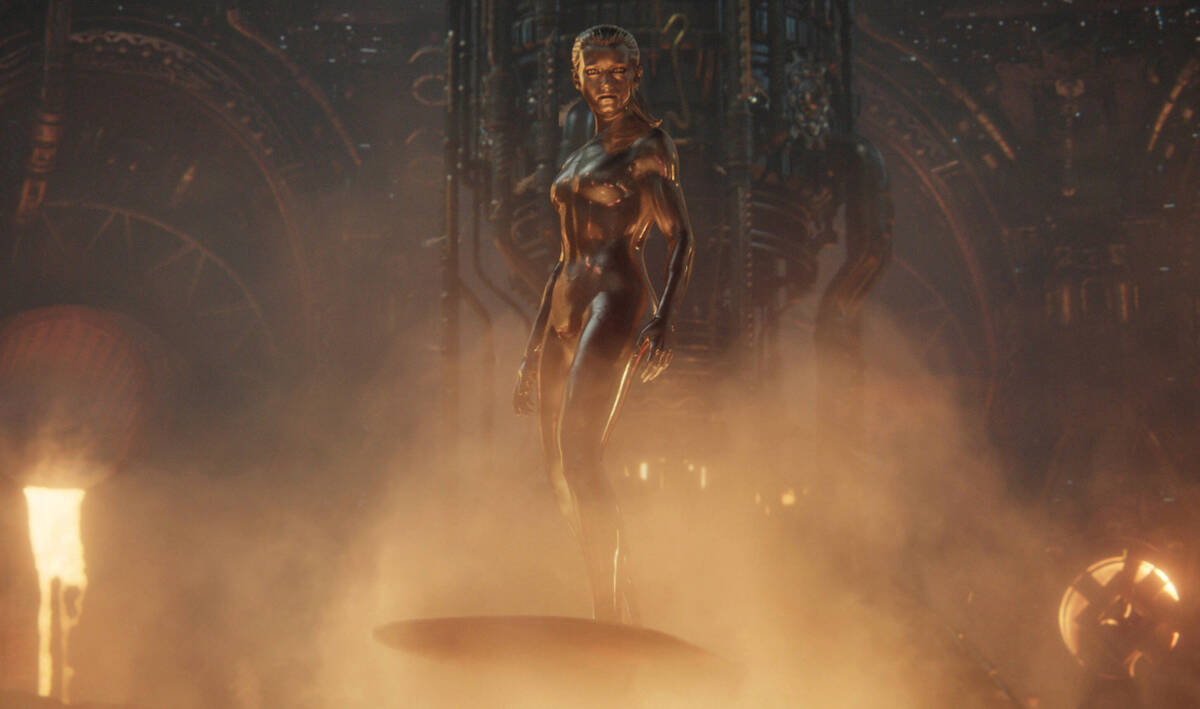 This image released by Disney shows the Silver Surfer, portrayed by Julia Garner, in a scene fr ...