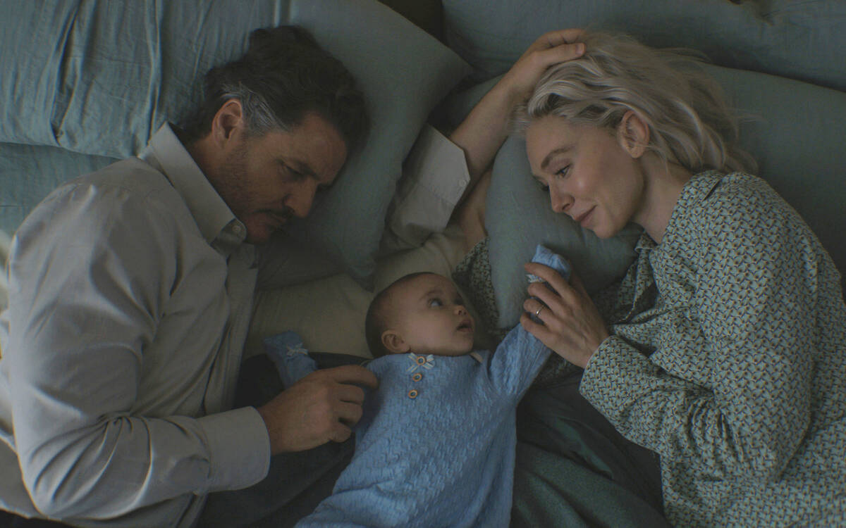 This image released by Disney shows Pedro Pascal, from left, Ada Scott and Vanessa Kirby in a s ...