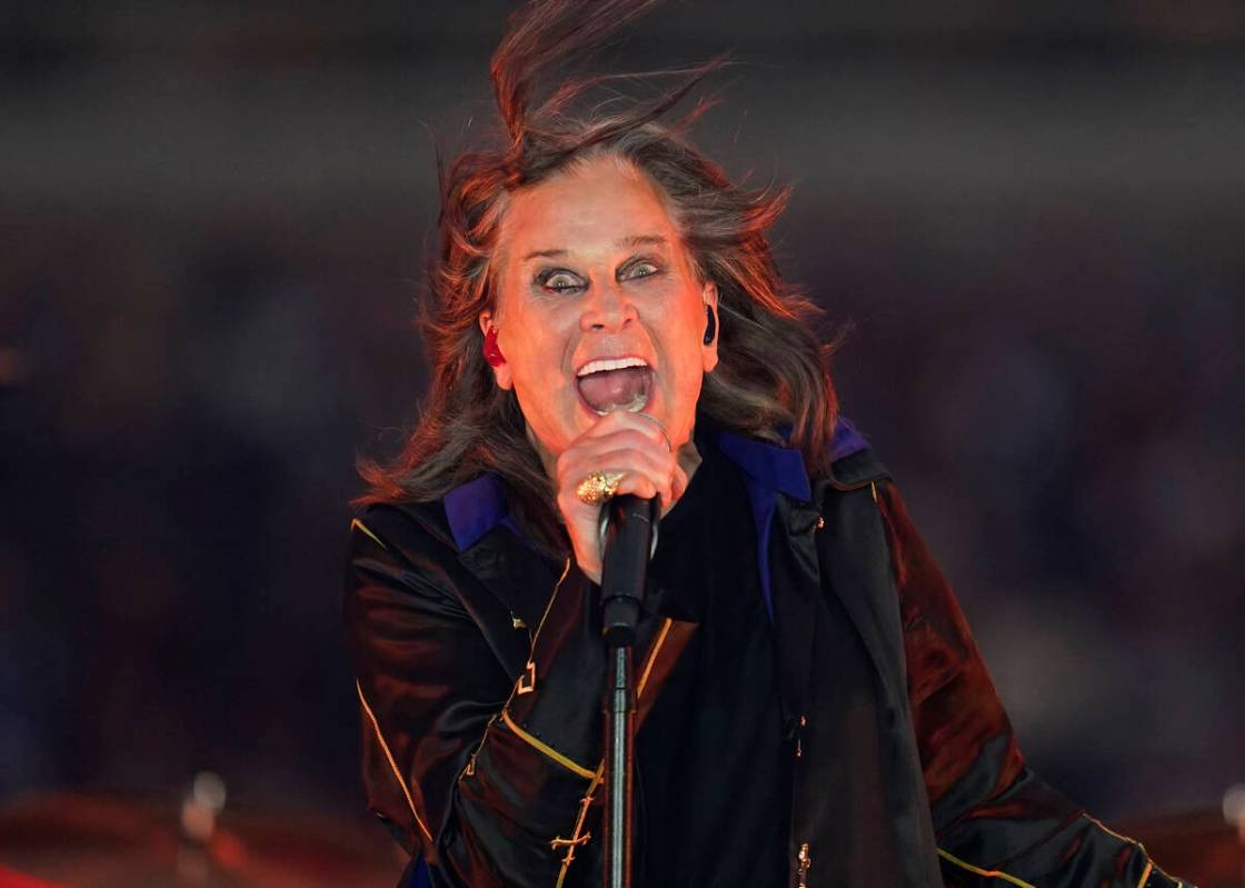 Singer Ozzy Osbourne performs during halftime of an NFL football game between the Los Angeles R ...
