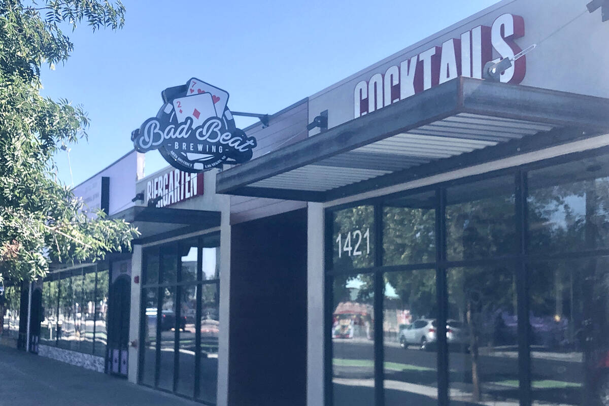 The exterior of Bad Beat Brewing, set to debut in summer 2025 in downtown Las Vegas, is seen on ...