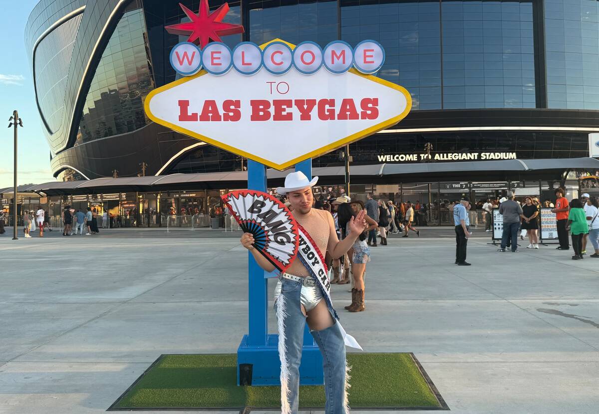 Fans are shown at Beyoncé's "Cowboy Carter Tour" stop at Allegiant Stadium on Friday, July 25, ...