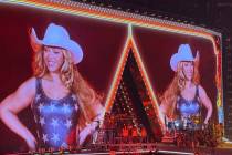 Beyoncé’ is shown at her "Cowboy Carter Tour" performance at Allegiant Stadium on Friday, Ju ...