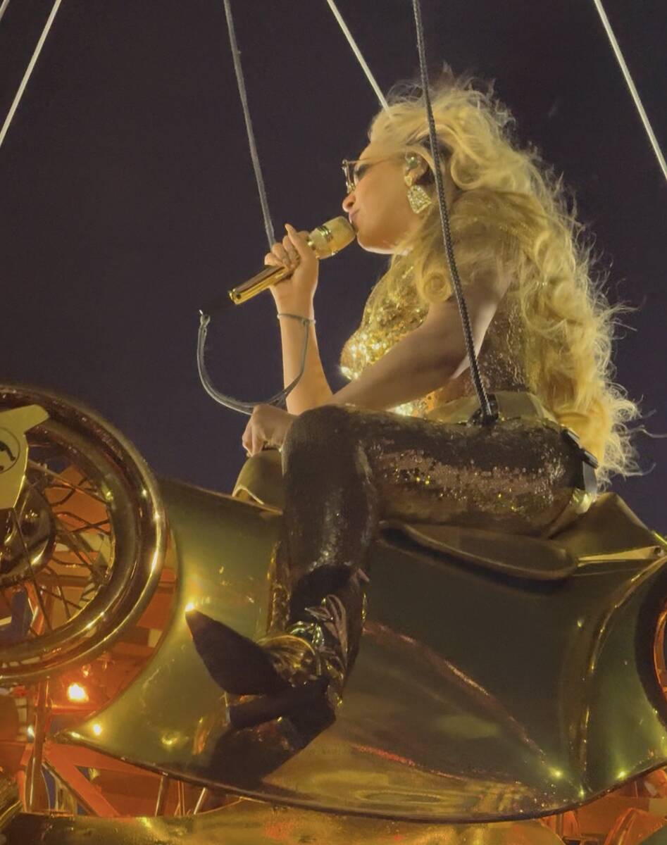 Beyoncé’ is shown at her "Cowboy Carter Tour" performance at Allegiant Stadium on Friday, Ju ...