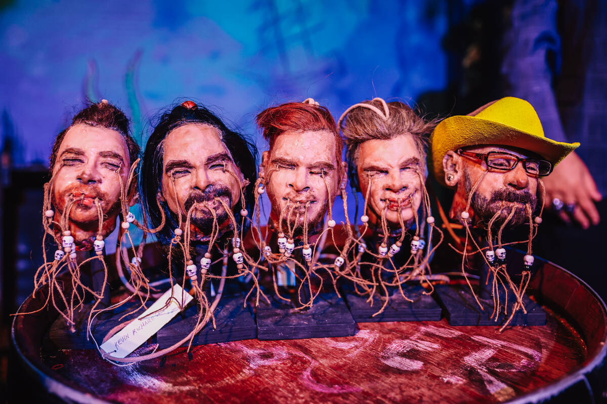 The Backstreet Boys’ shrunken head figures are displayed during their shrunken head cere ...