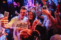 Backstreet Boys member Nick Carter takes selfies with fans during the Backstreet Boys’ s ...