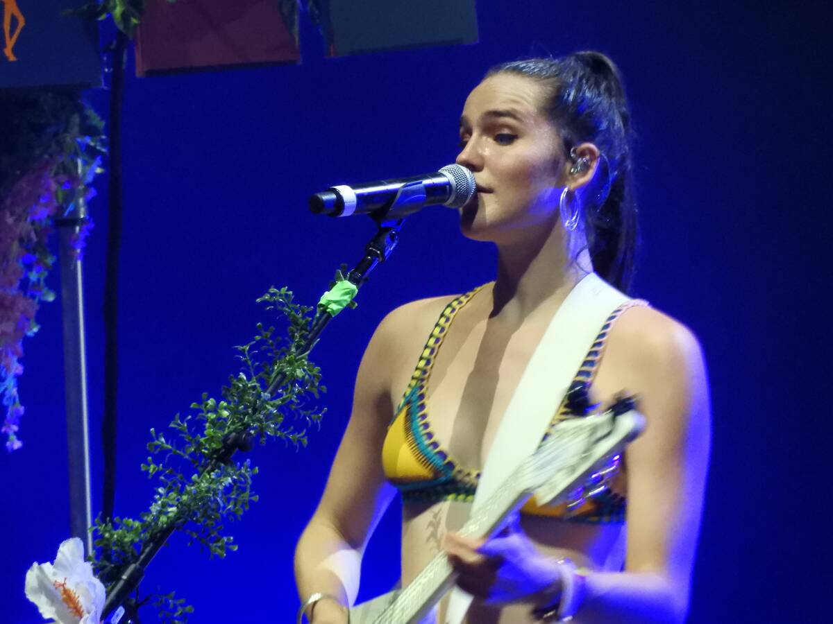 Sofi Tukker performs at the Life is Beautiful festival in Las Vegas, on Sunday, September 23, 2 ...