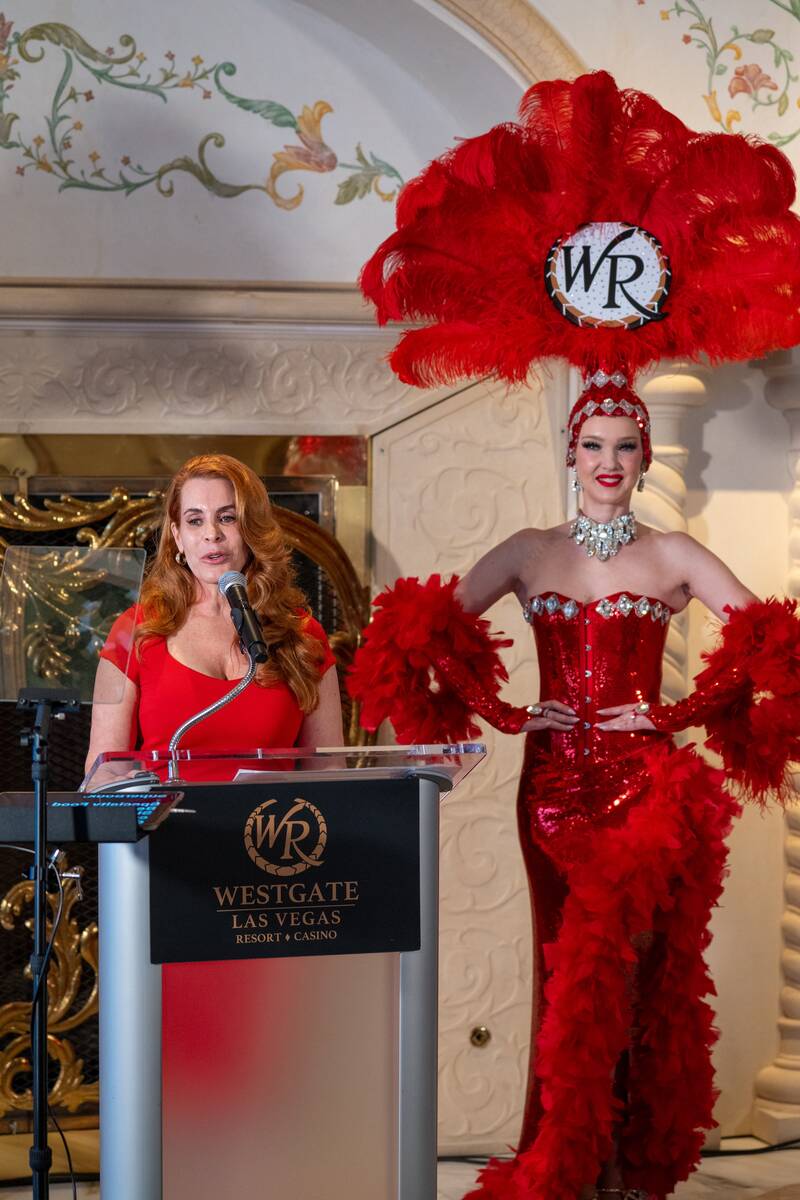 Dawn Rawle, senior vice president of marketing and entertainment at Westgate, delivers remarks ...