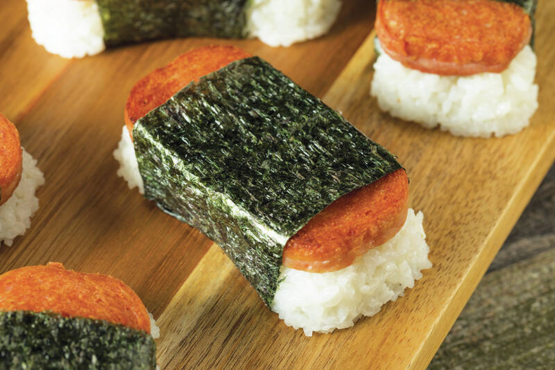 Homemade Healthy Musubi Rice and Meat Sandwich from Hawaii