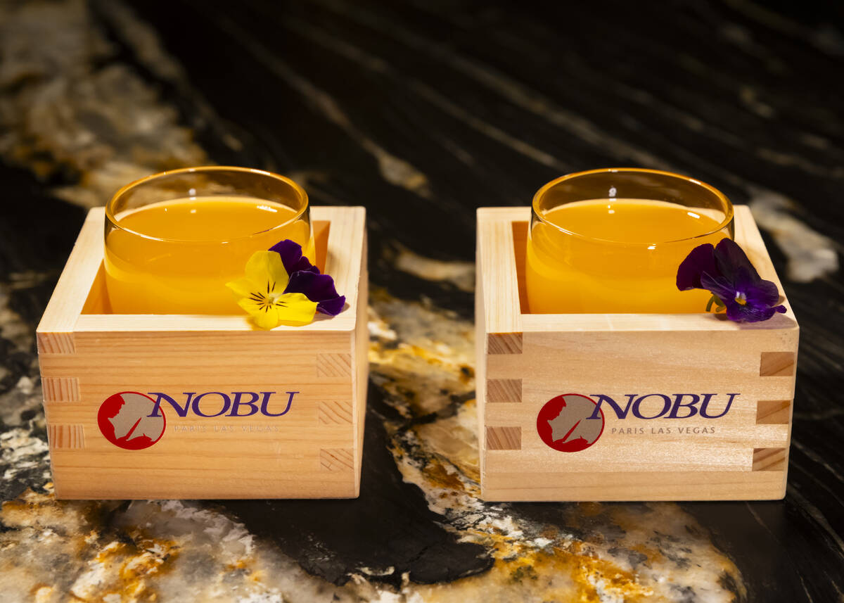Sake at Nobu at Paris Las Vegas on Monday, July 28, 2025. (Chase Stevens/Las Vegas Review-Journ ...