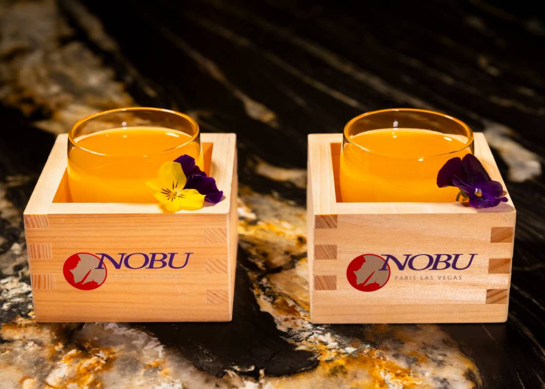 Sake at Nobu at Paris Las Vegas on Monday, July 28, 2025. (Chase Stevens/Las Vegas Review-Journ ...