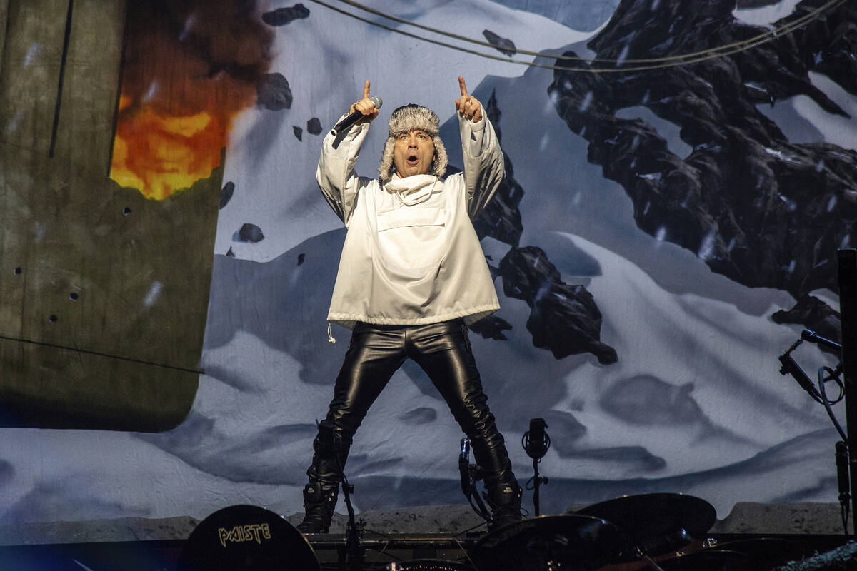 Bruce Dickinson of Iron Maiden performs at the Riverbend Music Center on Thursday, August 15, 2 ...