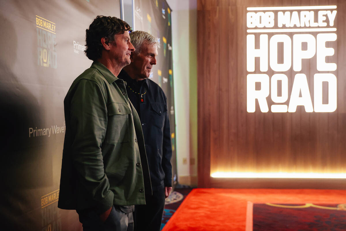 Matt Goodson, left, and Scott Givens at the red carpet premiere of Bob Marley Hope Road at Mand ...