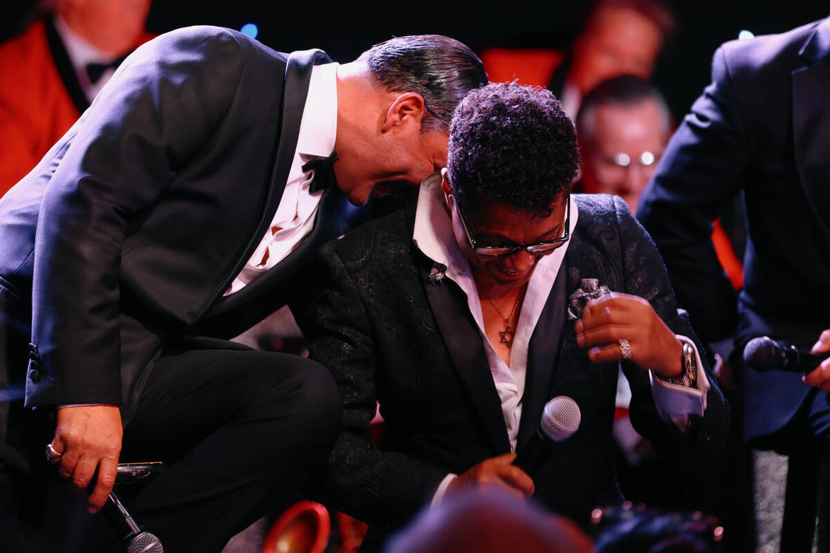 Chris Jason and Kyle Diamond break down in laughter while telling jokes as Frank Sinatra and Sa ...