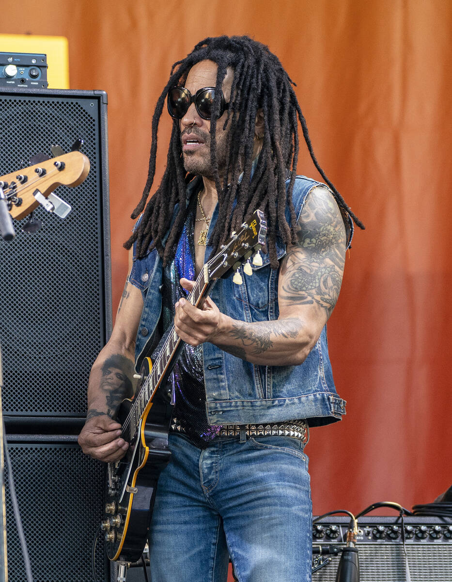 Lenny Kravitz joins Trombone Shorty on stage during the second weekend of the New Orleans Jazz ...