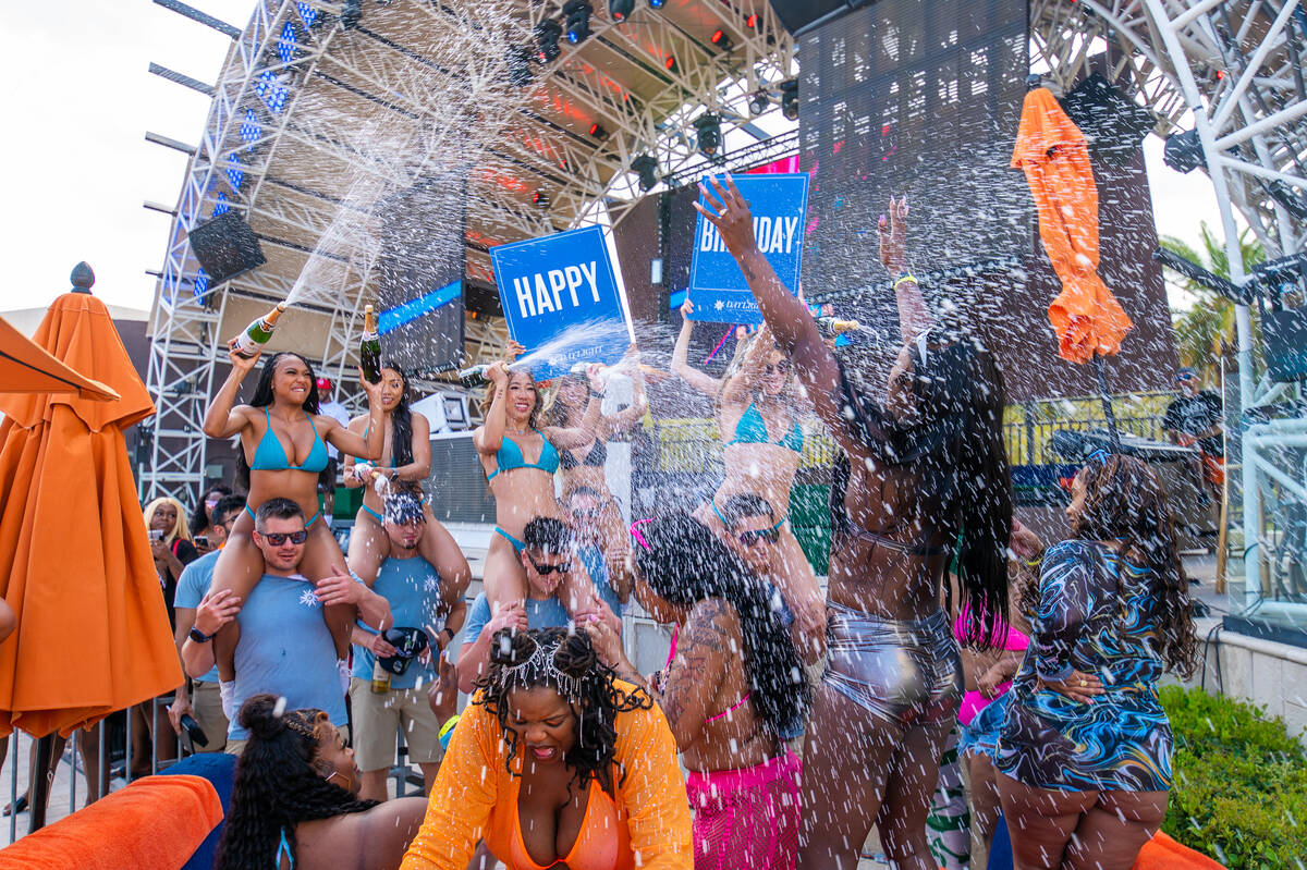 Champagne spray at Daylight Beach Club. (Toby Acuna)