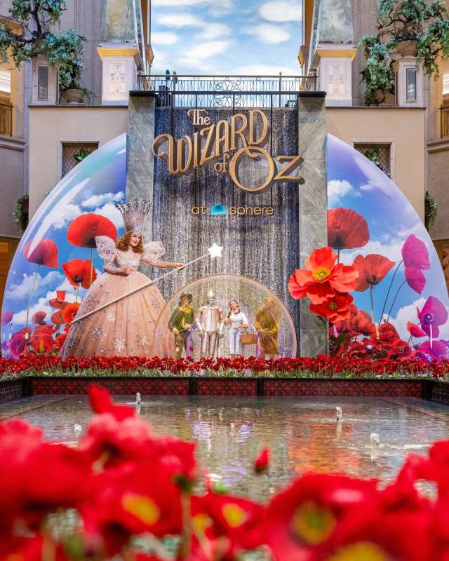 The new "Wizard of Oz at Sphere" art installation is shown at The Venetian's Waterfall Atrium o ...