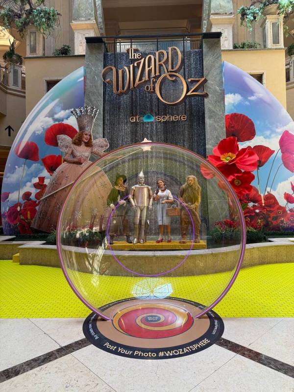 The new "Wizard of Oz at Sphere" art installation is shown at The Venetian's Waterfall Atrium o ...