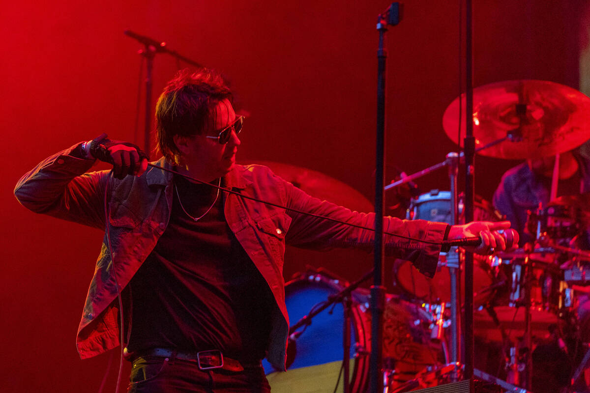 The Strokes lead singer Julian Casablancas performs at Allegiant Stadium on Saturday, Aug. 6, 2 ...