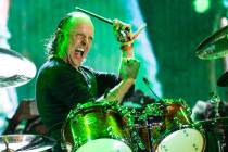 Lars Ulrich of Metallica performs at the main stage during the Rock in Rio USA music festival i ...