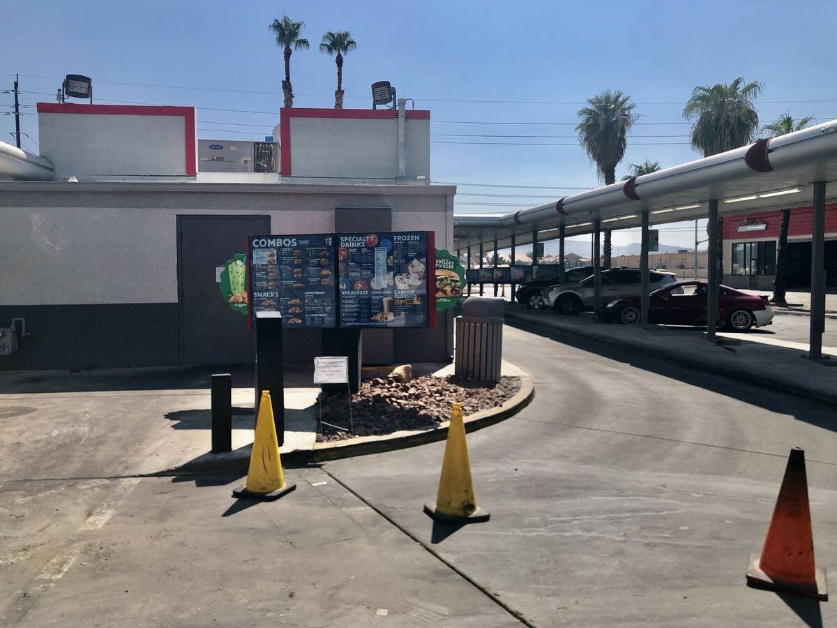The drive-thru lane is closed on Aug. 8, 2025, at the Sonic Drive-In on North Nellis Boulevard ...