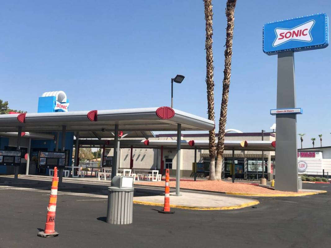 The lane to access the car stalls is closed on Aug. 8, 2025, at the Sonic Drive-In on North Nel ...
