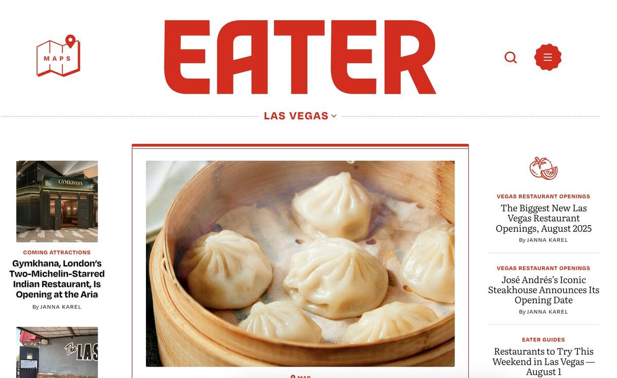 A screenshot of vegas.eater.com on Aug. 8, 2025.
