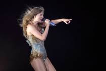 Taylor Swift performs during "The Eras Tour" on Aug. 7, 2023, at SoFi Stadium in Los Angeles. ( ...