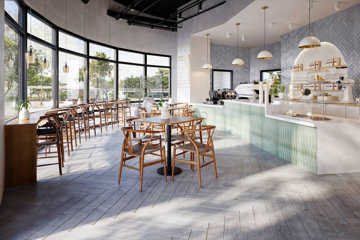 A rendering of the interior of Almond & Oat Coffee House set to open the second week of Septemb ...
