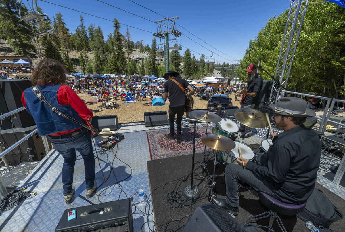 The band Jonny Hazard entertains the crowd during the Mountain Fest on Rabbit Peak at Mount Cha ...