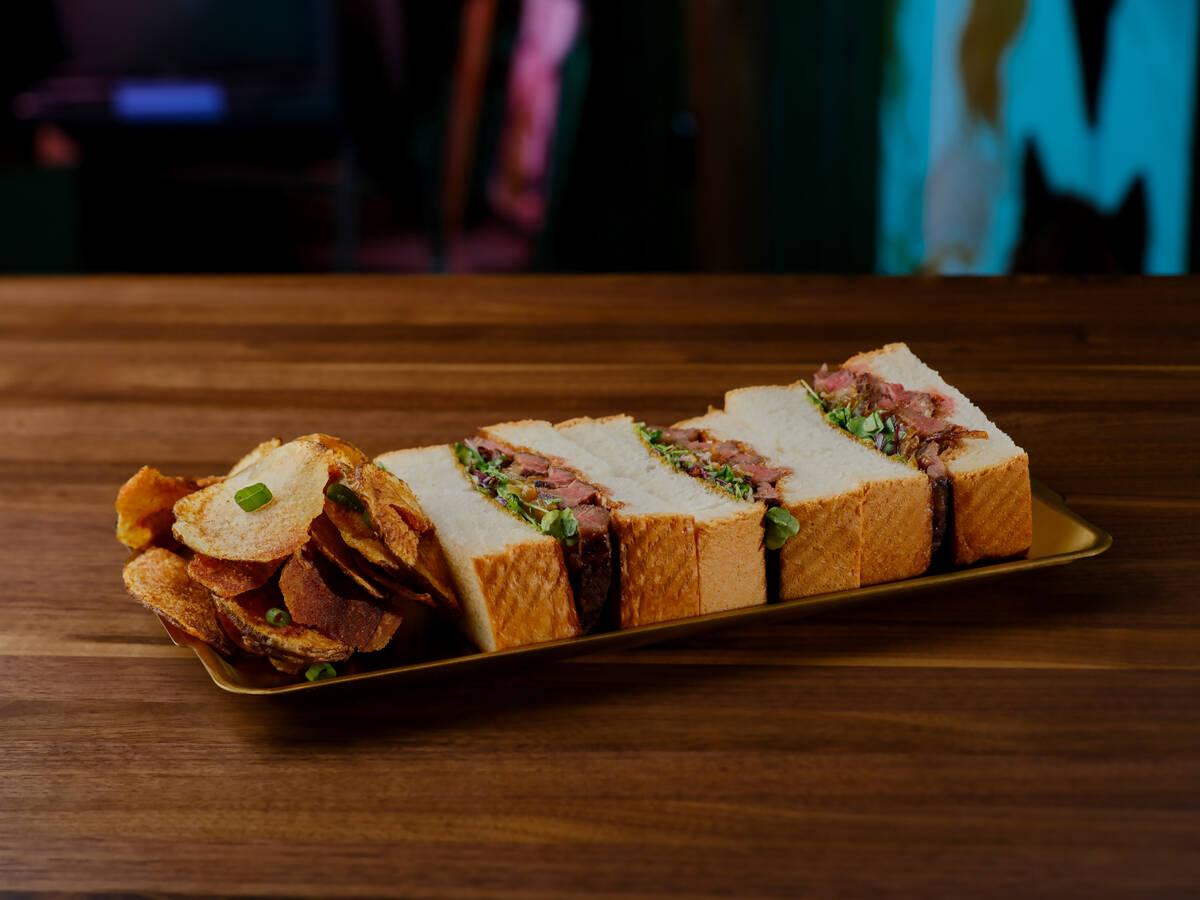 A steak sando from Pachi-Pachi, a cocktail bar and listening lounge opening Aug. 22, 2025, in d ...