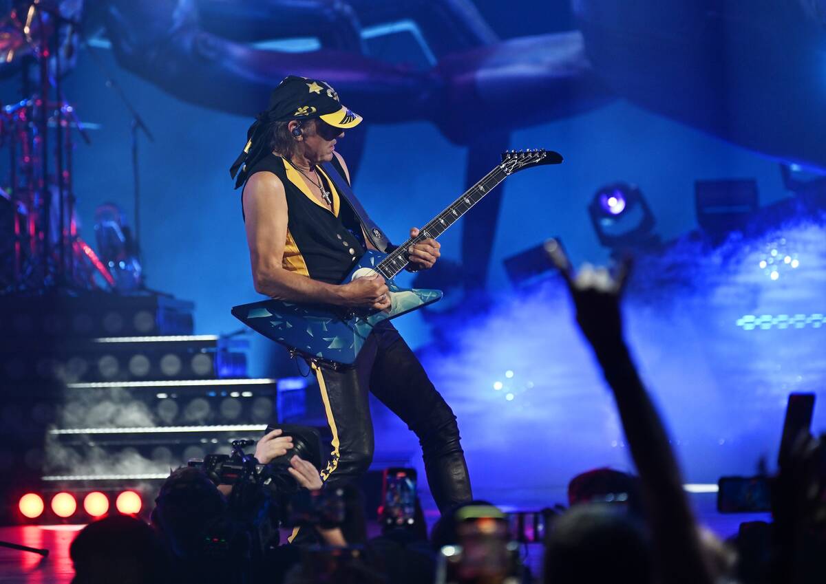Guitarist Matthias Jabs of the Scorpions performs during Scorpions – Coming Home to Las Vegas ...