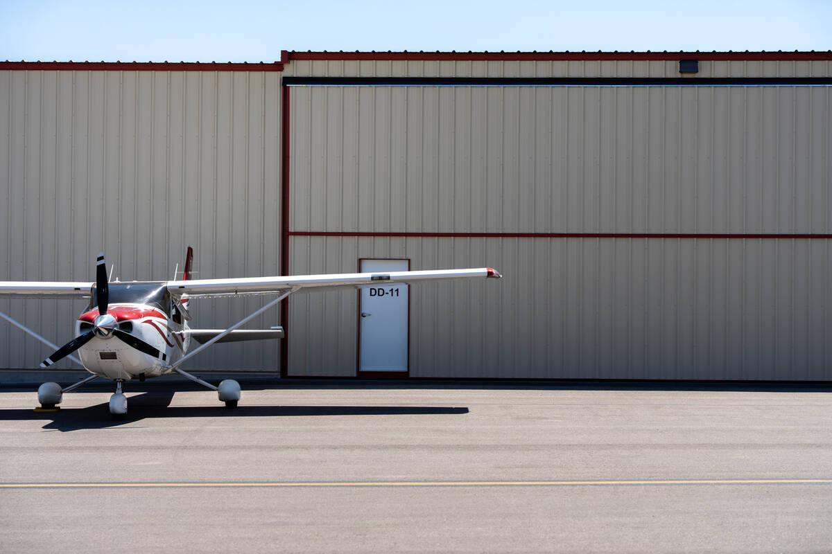 Aircrafts sit near All In Aviation’s hangars, a leading flight school and aircraft renta ...