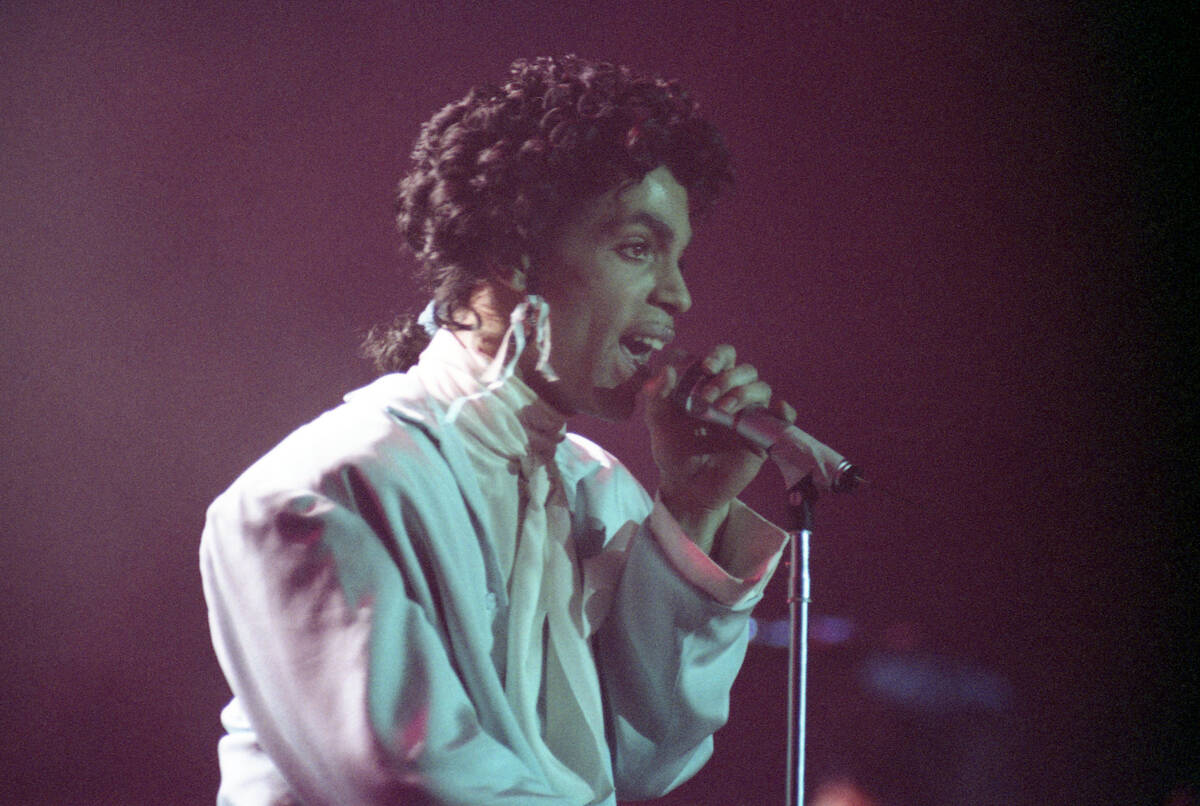American singer Prince during his Sign of the Times Tour in West Berlin's Deutschlandhalle in G ...
