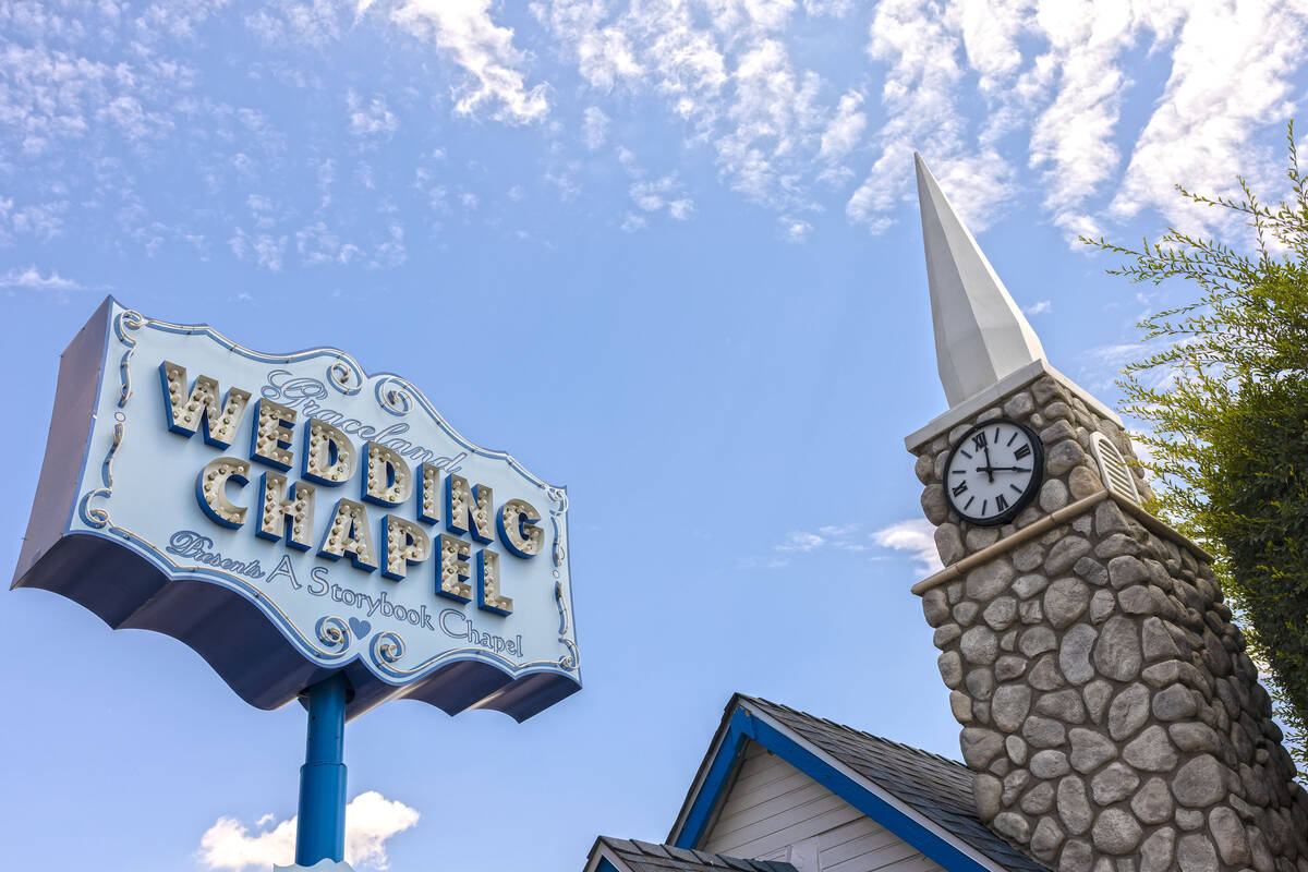Graceland Wedding Chapel in downtown Las Vegas is shown on Tuesday, Aug. 26, 2025. (Benjamin Ha ...