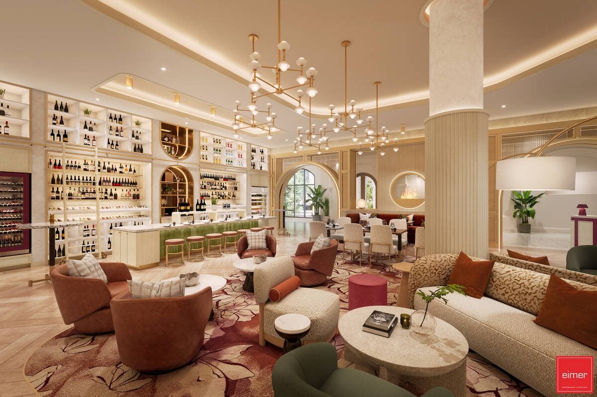 A rendering of the lounge and retail area at Wineaux wine bar and shop set to open in October 2 ...