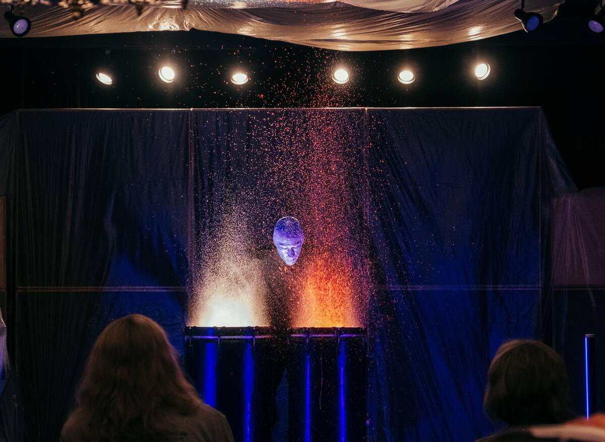 Matt Ramsey of the Blue Man Group is shown in his scene in “Spinal Tap II: The End Continues, ...
