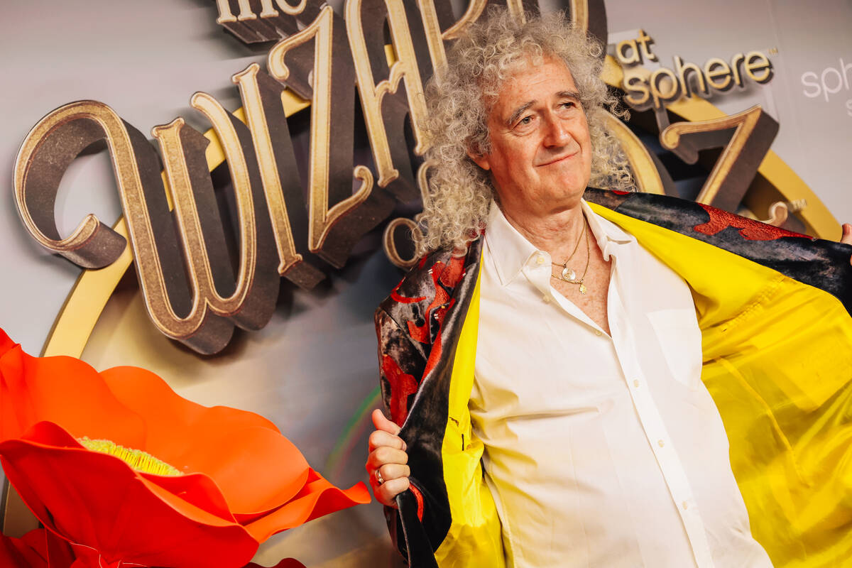 Brian May on a red carpet at the world premiere of “Wizard of Oz” at the Sphere T ...