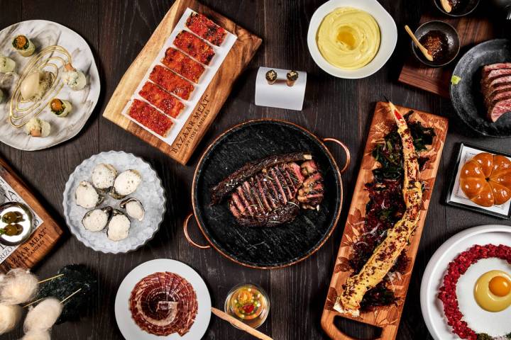 A spread from Bazaar Meat by José Andrés opening in early September 2025 at The Venetian on t ...