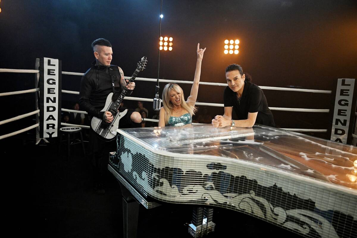 DJ Ashba Debbie Gibson and Fred Coury are shown on the shoot for her "Legendary" music video at ...