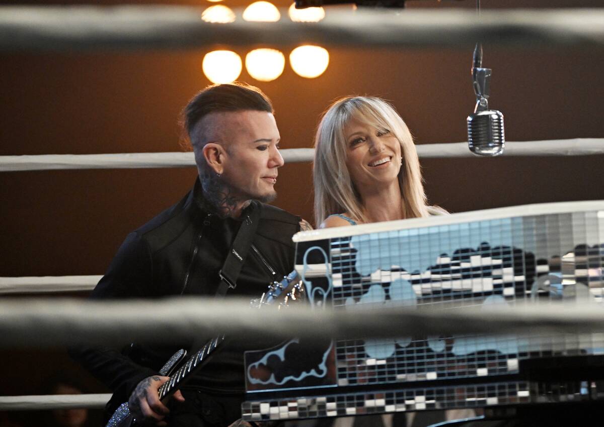 DJ Ashba and Debbie Gibson are shown on the shoot for her "Legendary" music video at David Saxe ...