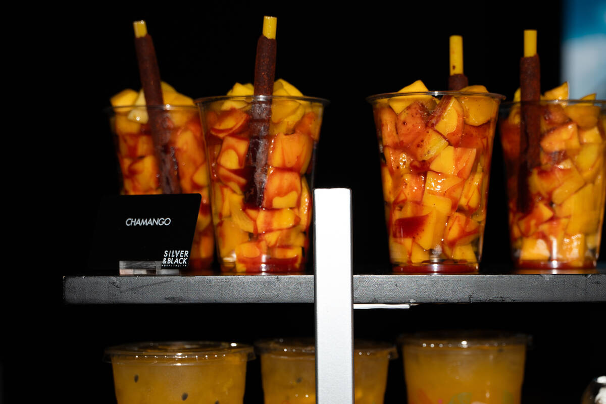 Chamango is one of the new items offered at the Tu Michoacana station at Allegiant Stadium in L ...