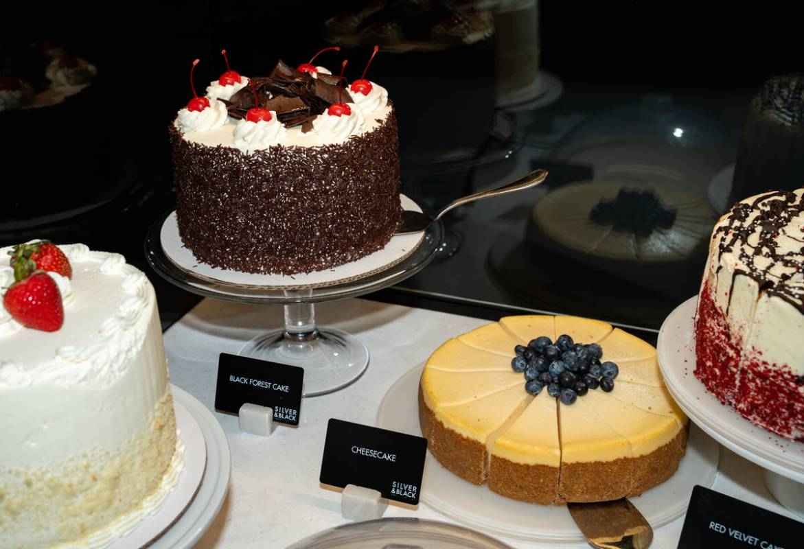 An assortment of cakes are part of the dessert cart offerings this season at Allegiant Stadium ...