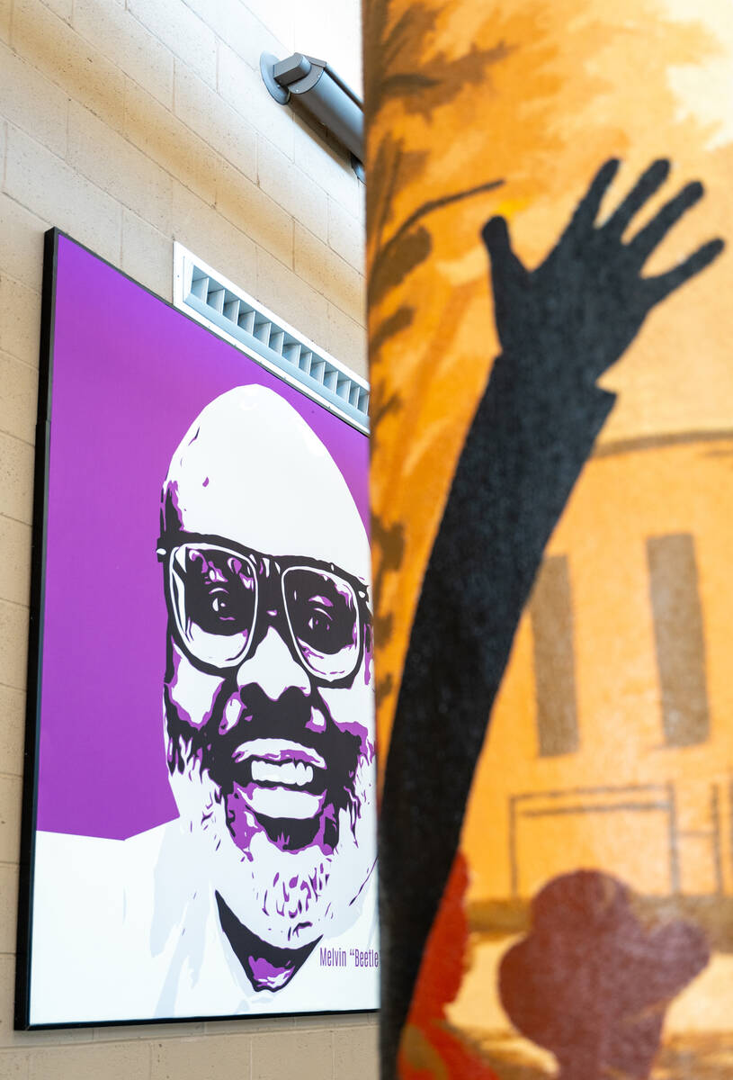Murals depicting the history of the Historic Westside are painted on the pillars of the Pearson ...