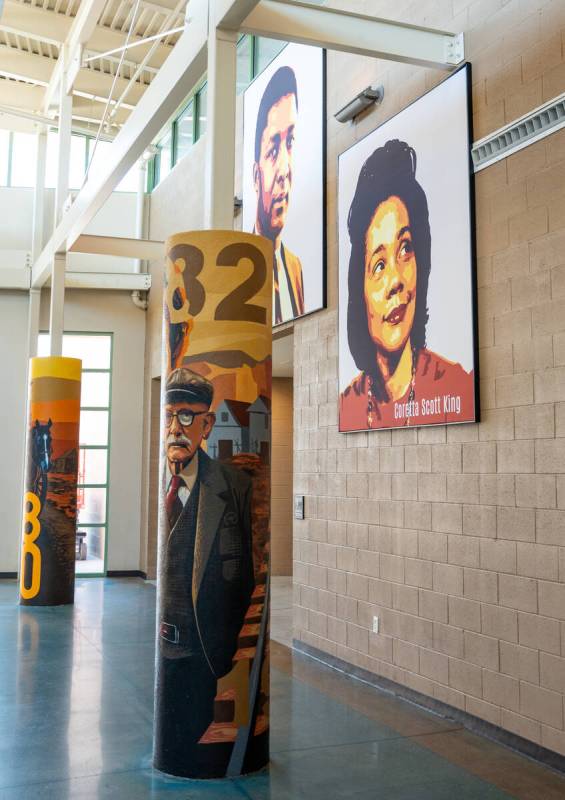 Murals depicting the history of the Historic Westside are painted on the pillars of the Pearson ...