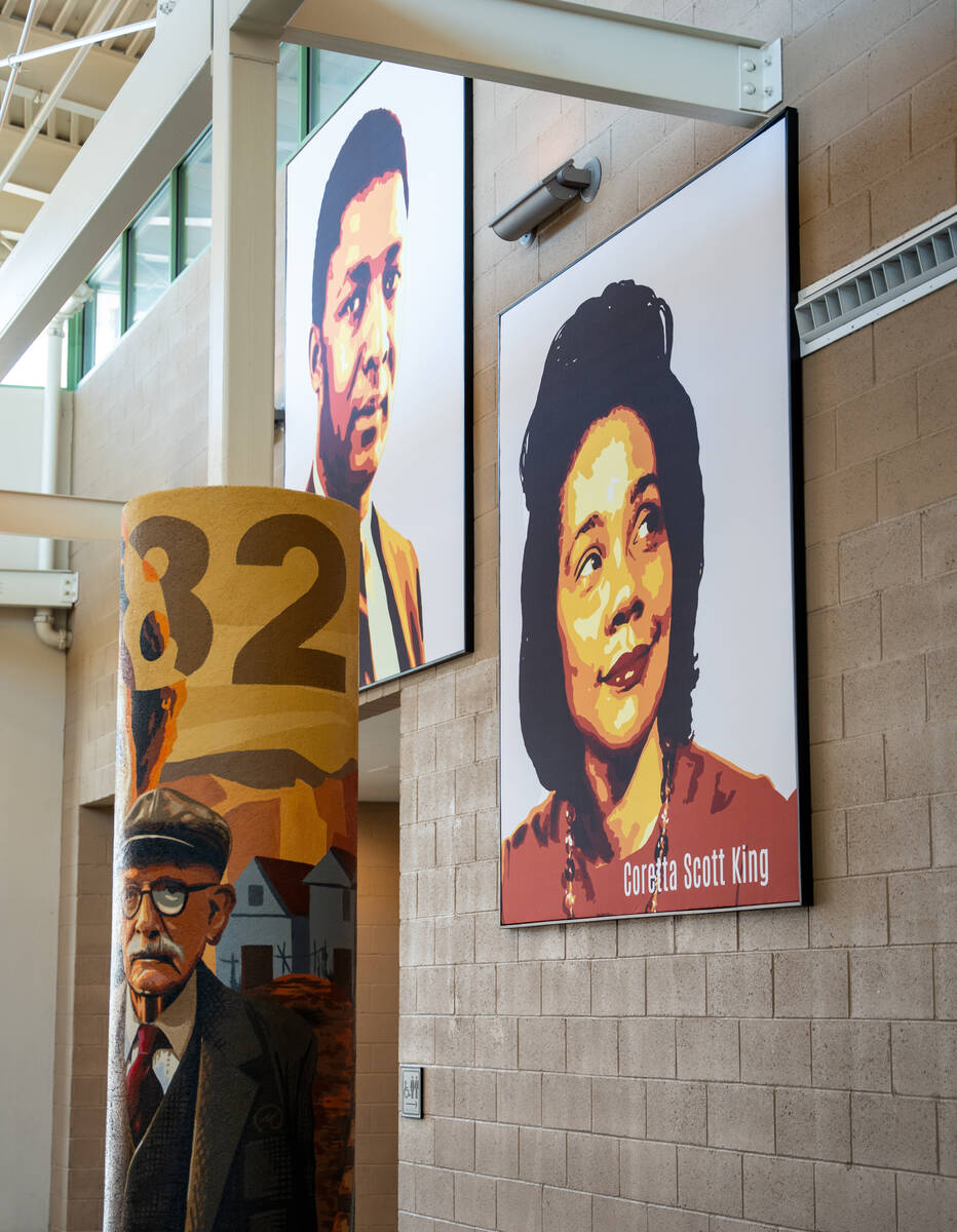 Murals depicting the history of the Historic Westside are painted on the pillars of the Pearson ...