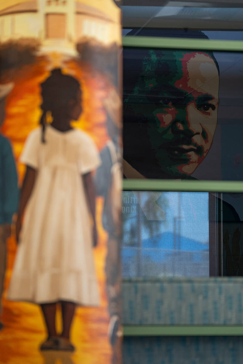 Murals depicting the history of the Historic Westside are painted on the pillars of the Pearson ...