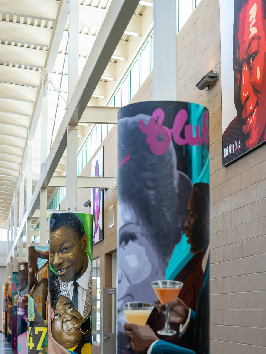Murals depicting the history of the Historic Westside are painted on the pillars of the Pearson ...